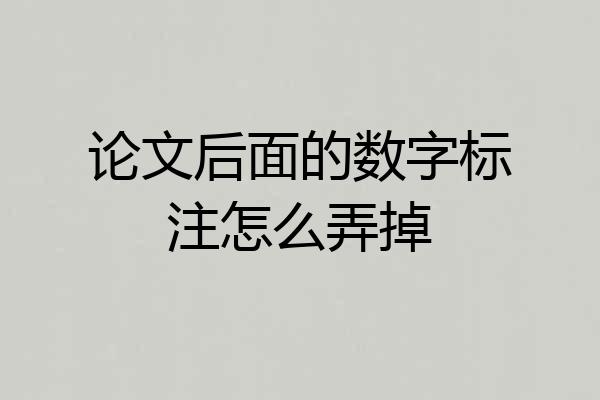 论文后面的数字标注怎么弄掉