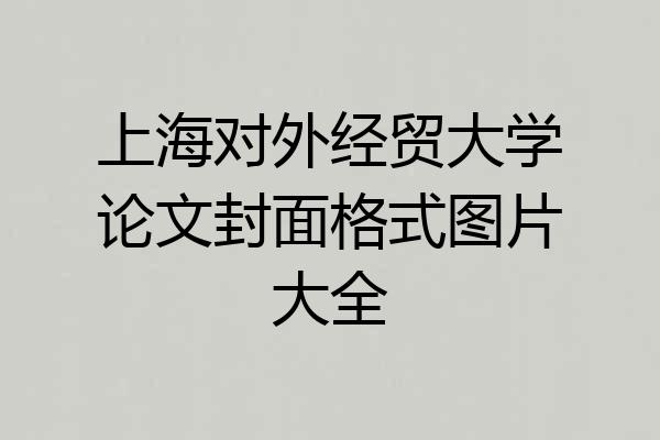上海对外经贸大学论文封面格式图片大全