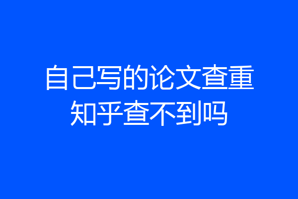 自己写的论文查重知乎查不到吗