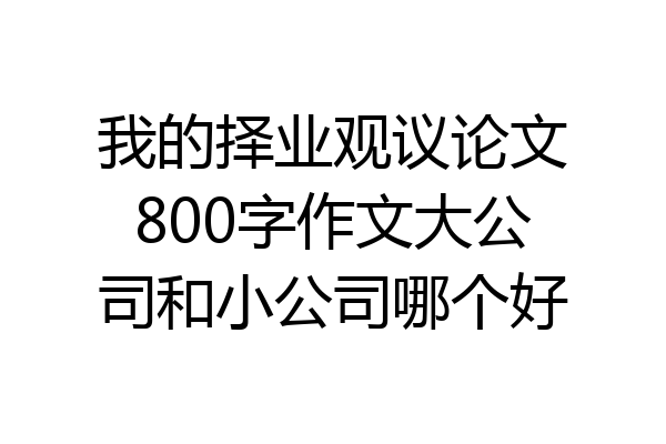 我的择业观议论文800字作文大公司和小公司哪个好