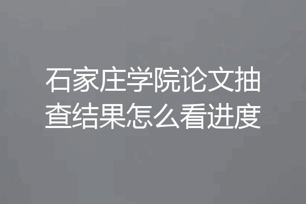 石家庄学院论文抽查结果怎么看进度