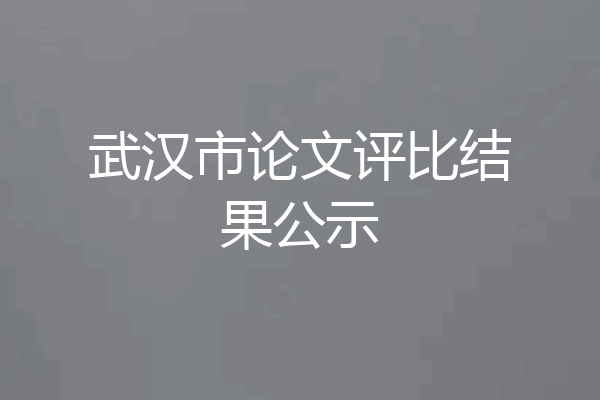 武汉市论文评比结果公示