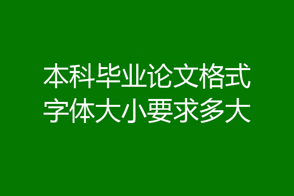 本科毕业论文格式字体大小要求多大