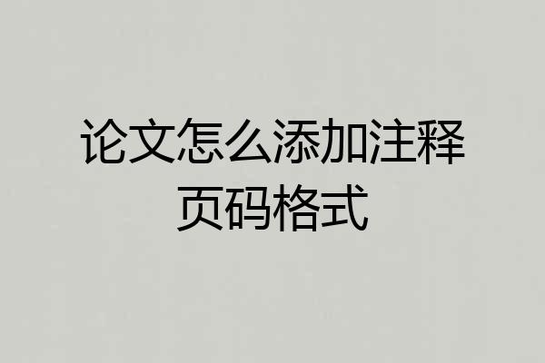 论文怎么添加注释页码格式