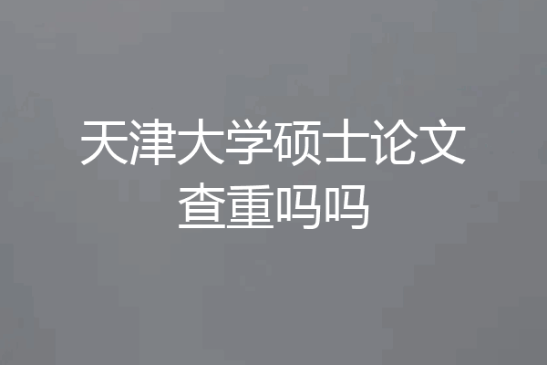 天津大学硕士论文查重吗吗