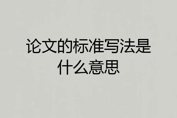 论文的标准写法是什么意思