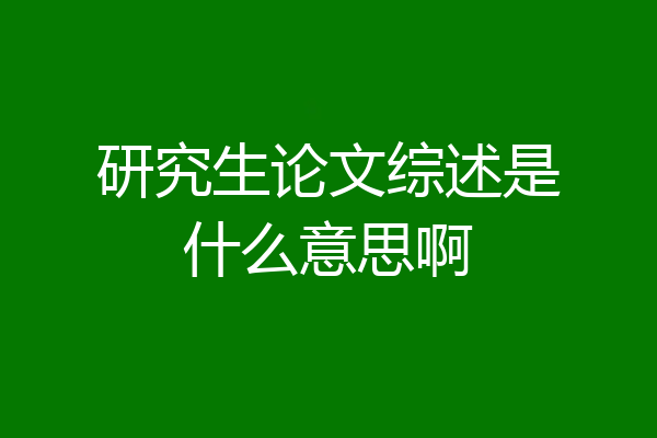研究生论文综述是什么意思啊