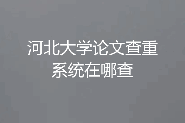 河北大学论文查重系统在哪查