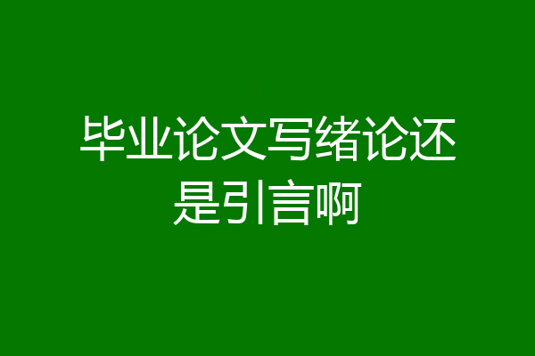 毕业论文写绪论还是引言啊