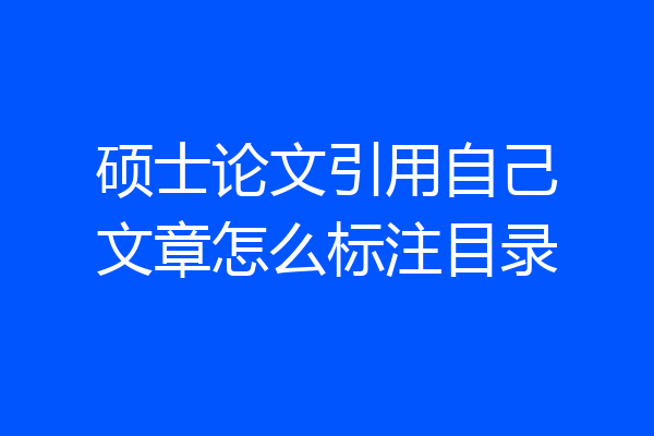 硕士论文引用自己文章怎么标注目录