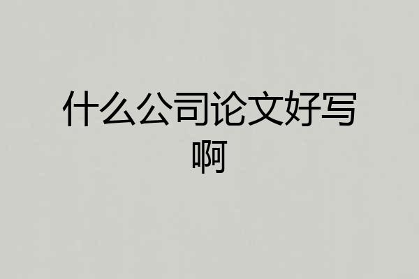 什么公司论文好写啊