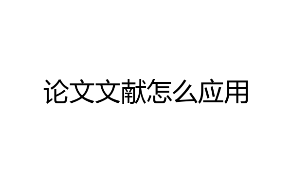 论文文献怎么应用