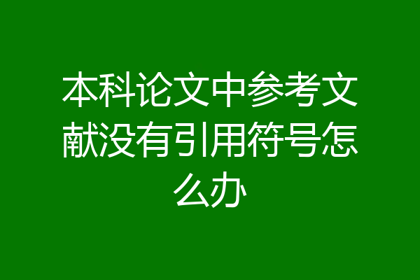 本科论文中参考文献没有引用符号怎么办