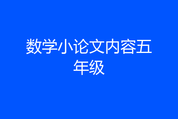 数学小论文内容五年级