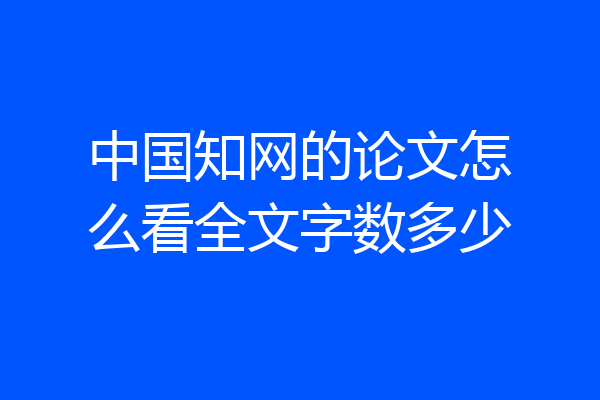 中国知网的论文怎么看全文字数多少