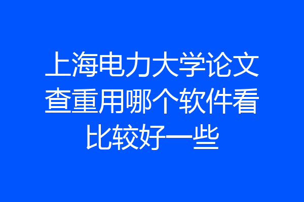 上海电力大学论文查重用哪个软件看比较好一些