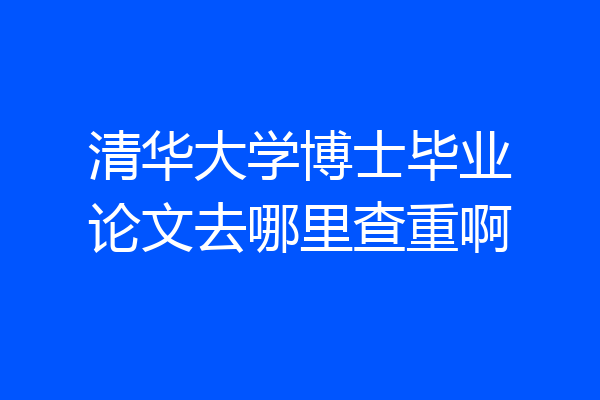 清华大学博士毕业论文去哪里查重啊