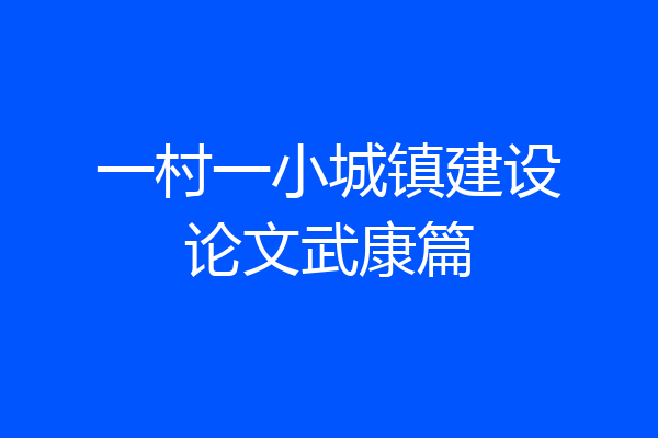 一村一小城镇建设论文武康篇
