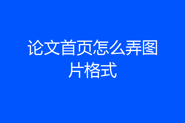 论文首页怎么弄图片格式