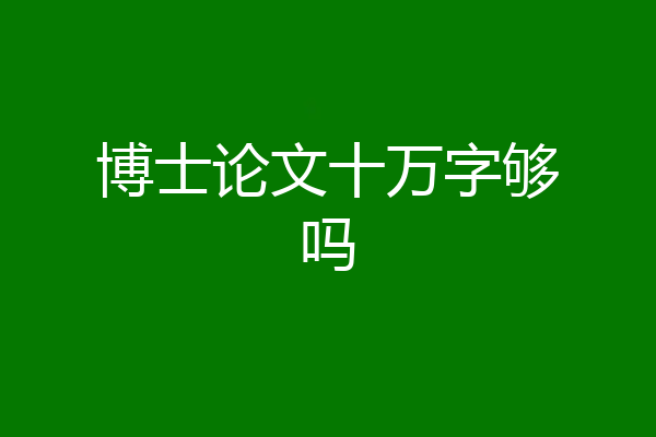 博士论文十万字够吗