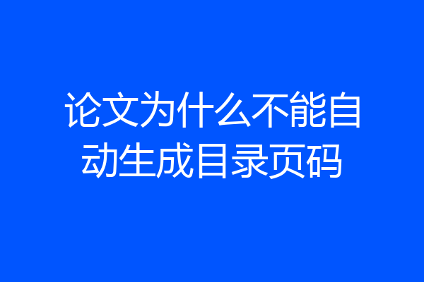 论文为什么不能自动生成目录页码
