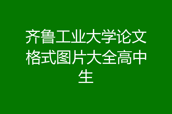 齐鲁工业大学论文格式图片大全高中生