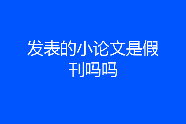 发表的小论文是假刊吗吗
