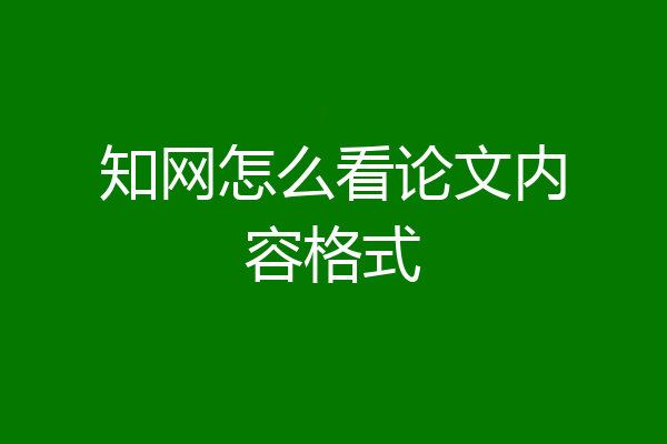 知网怎么看论文内容格式