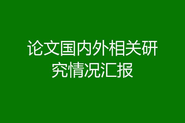 论文国内外相关研究情况汇报