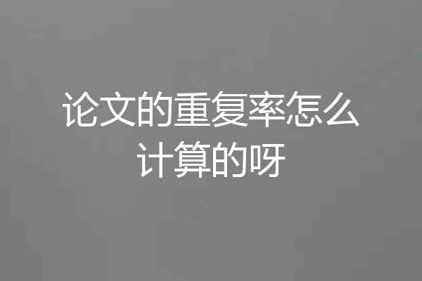 论文的重复率怎么计算的呀