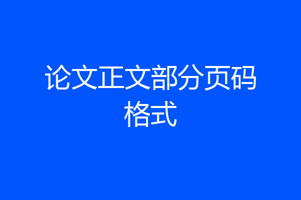 论文正文部分页码格式