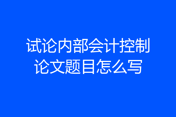 试论内部会计控制论文题目怎么写