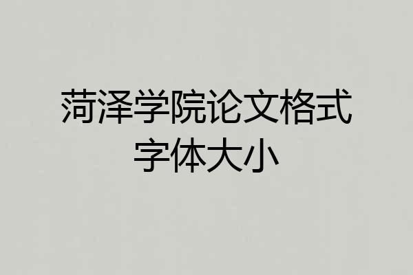 菏泽学院论文格式字体大小