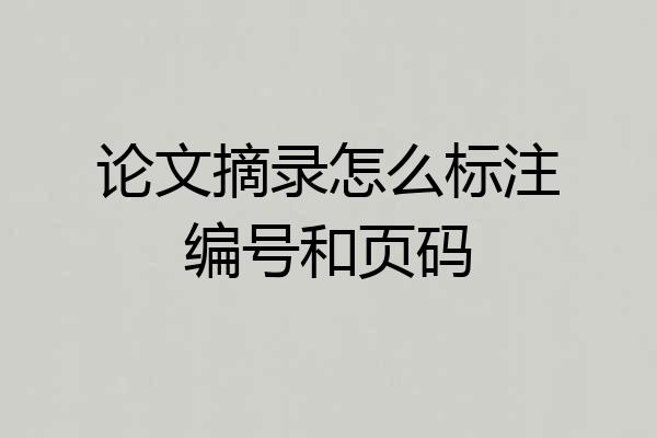 论文摘录怎么标注编号和页码