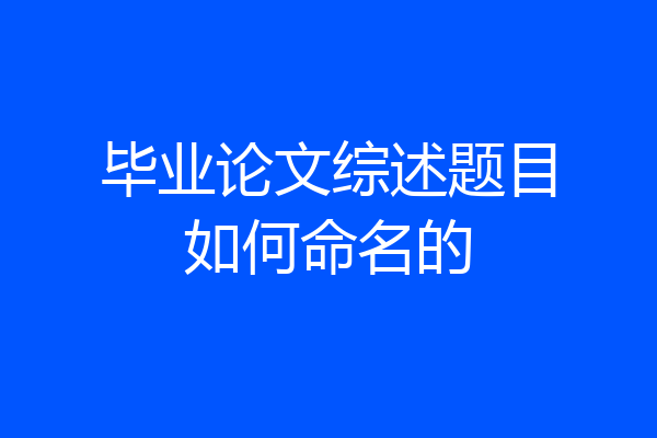 毕业论文综述题目如何命名的
