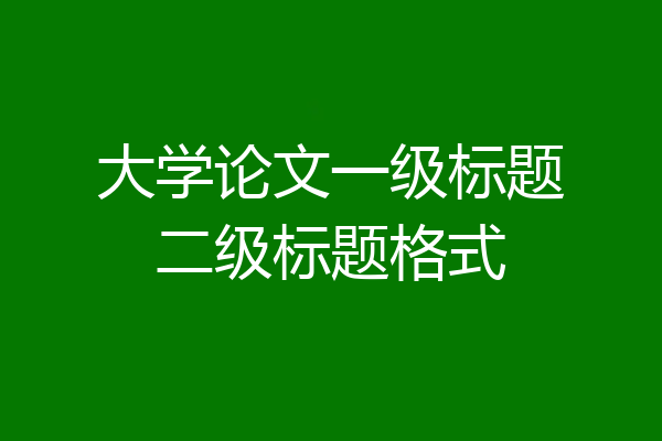 大学论文一级标题二级标题格式