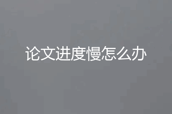 论文进度慢怎么办