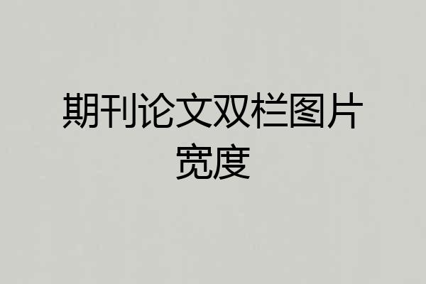 期刊论文双栏图片宽度