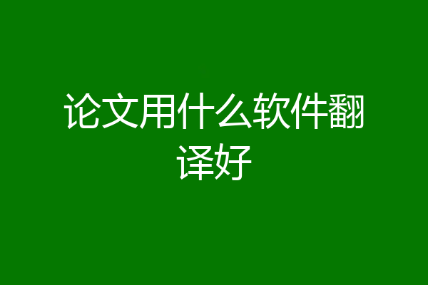 论文用什么软件翻译好