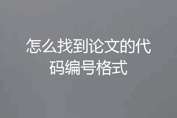 怎么找到论文的代码编号格式