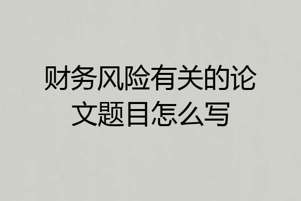 财务风险有关的论文题目怎么写