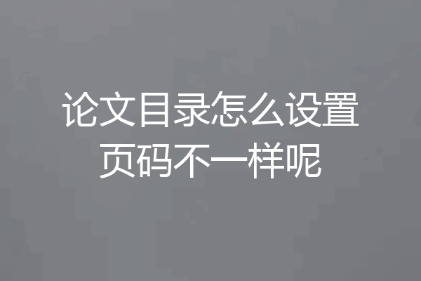 论文目录怎么设置页码不一样呢