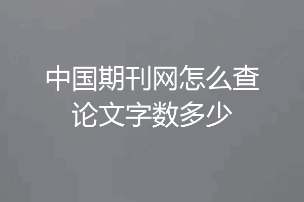 中国期刊网怎么查论文字数多少