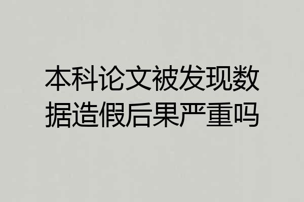 本科论文被发现数据造假后果严重吗