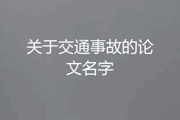 关于交通事故的论文名字
