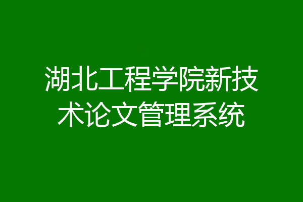 湖北工程学院新技术论文管理系统