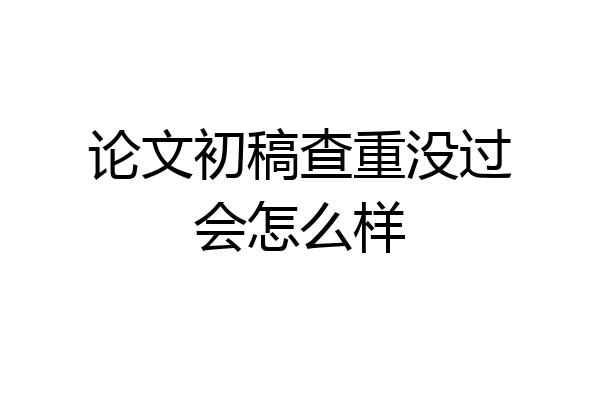 论文初稿查重没过会怎么样