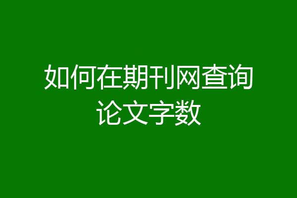 如何在期刊网查询论文字数