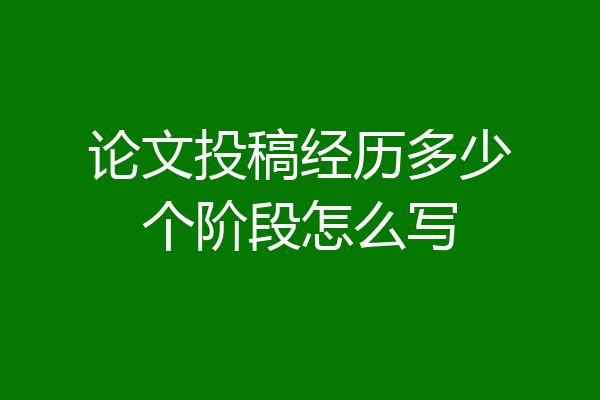 论文投稿经历多少个阶段怎么写