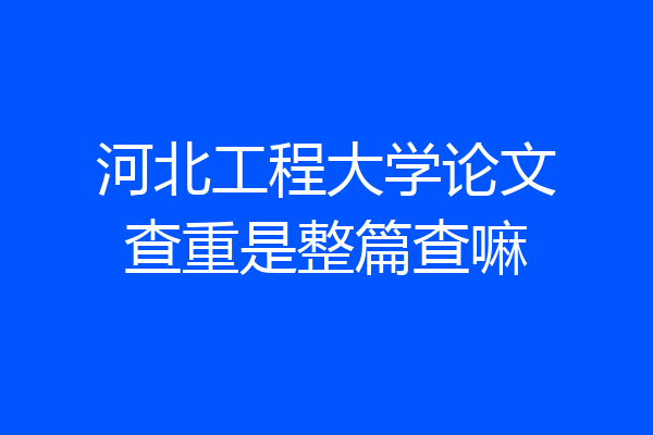 河北工程大学论文查重是整篇查嘛